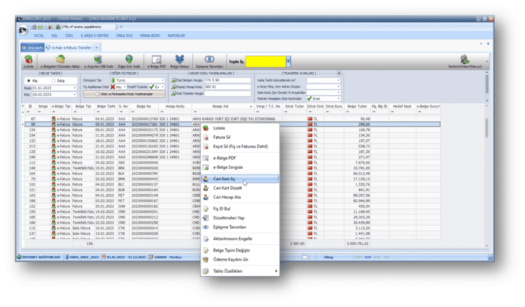 Alış Faturalarının Toplu Muhasebeleştirilmesi