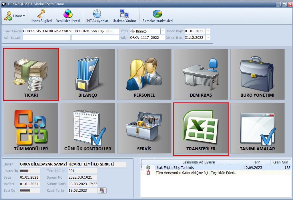 Orka Transfer Modülü